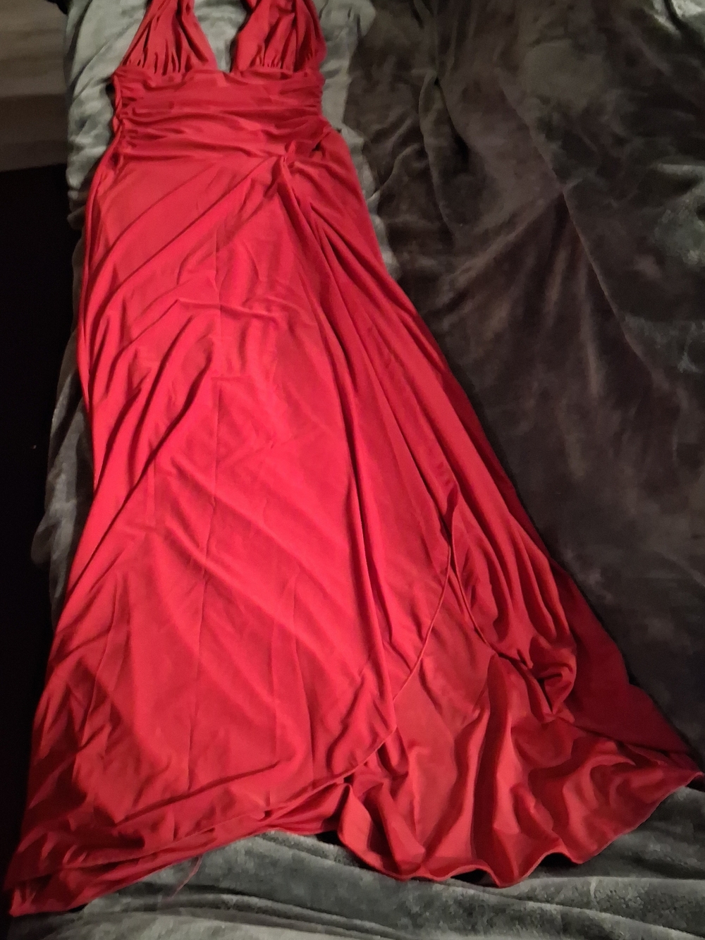 Sabora Dress Red With Ruching - Picture 3 of 16